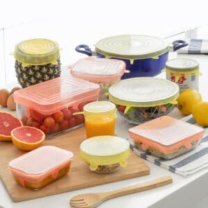 Conjunto de 10 Tampas de Silicone Reutilizáveis e Ajustáveis